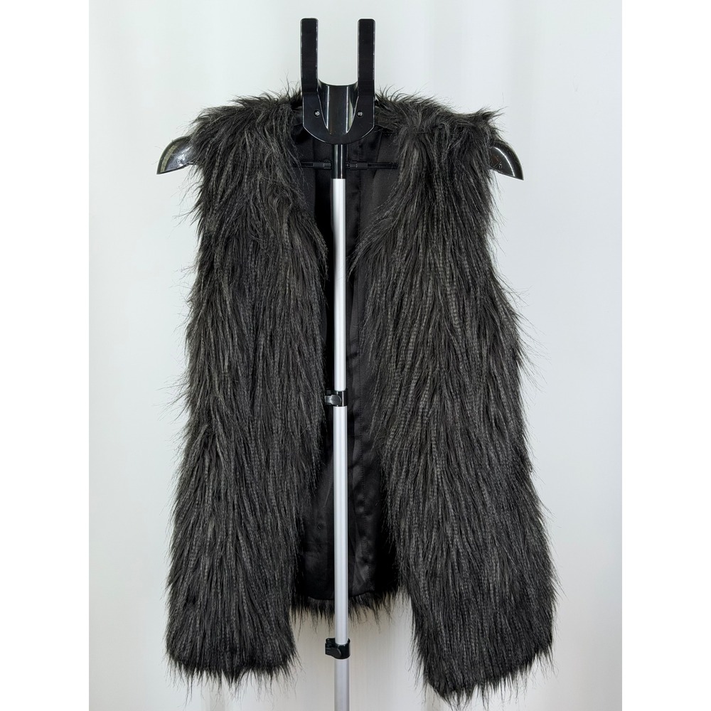 Armani Exchange Womens Gray Shaggy Faux Fur Open Front Vest Size M M/M